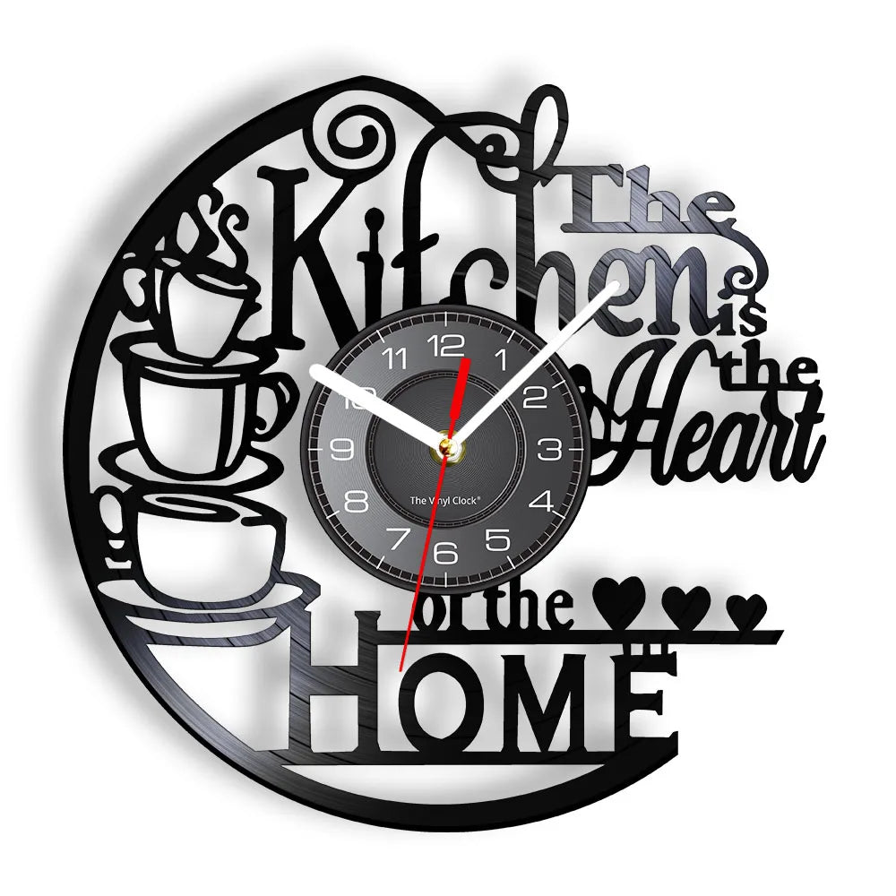 Horloge murale en vinyle motif cuisine