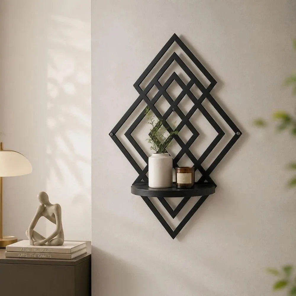 Étagère murale géométrique en bois – photo 3