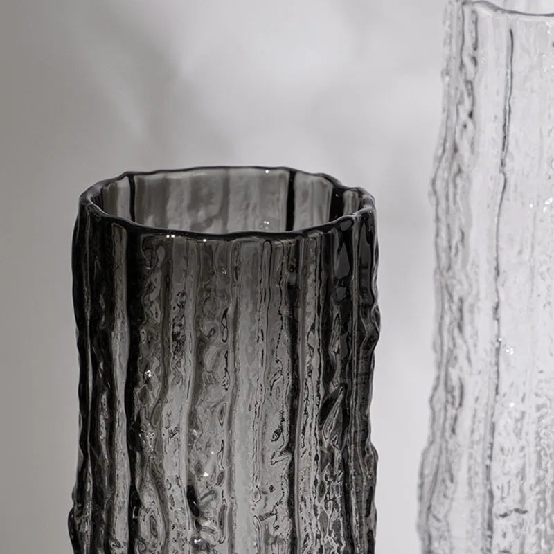 Vase en verre effet glacier
