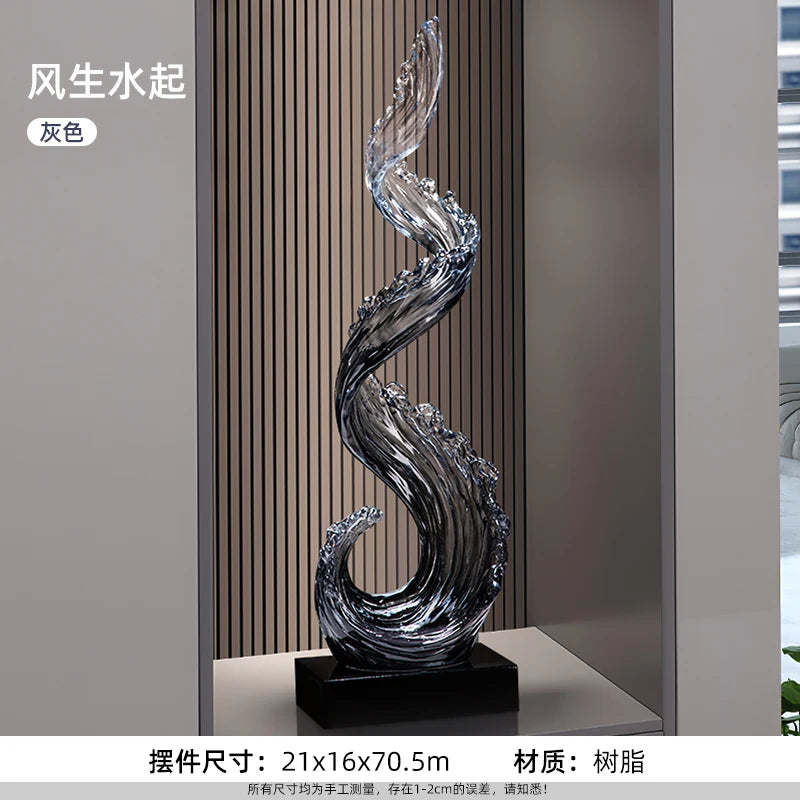 Grande sculpture abstraite en résine – 70 cm