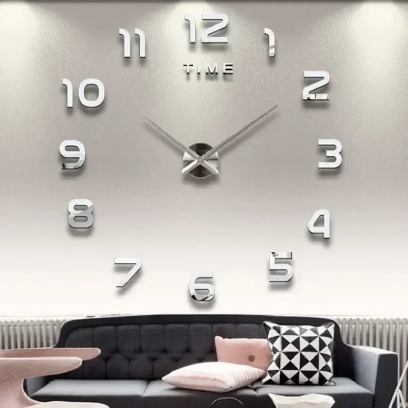 Horloge murale adhésive effet miroir
