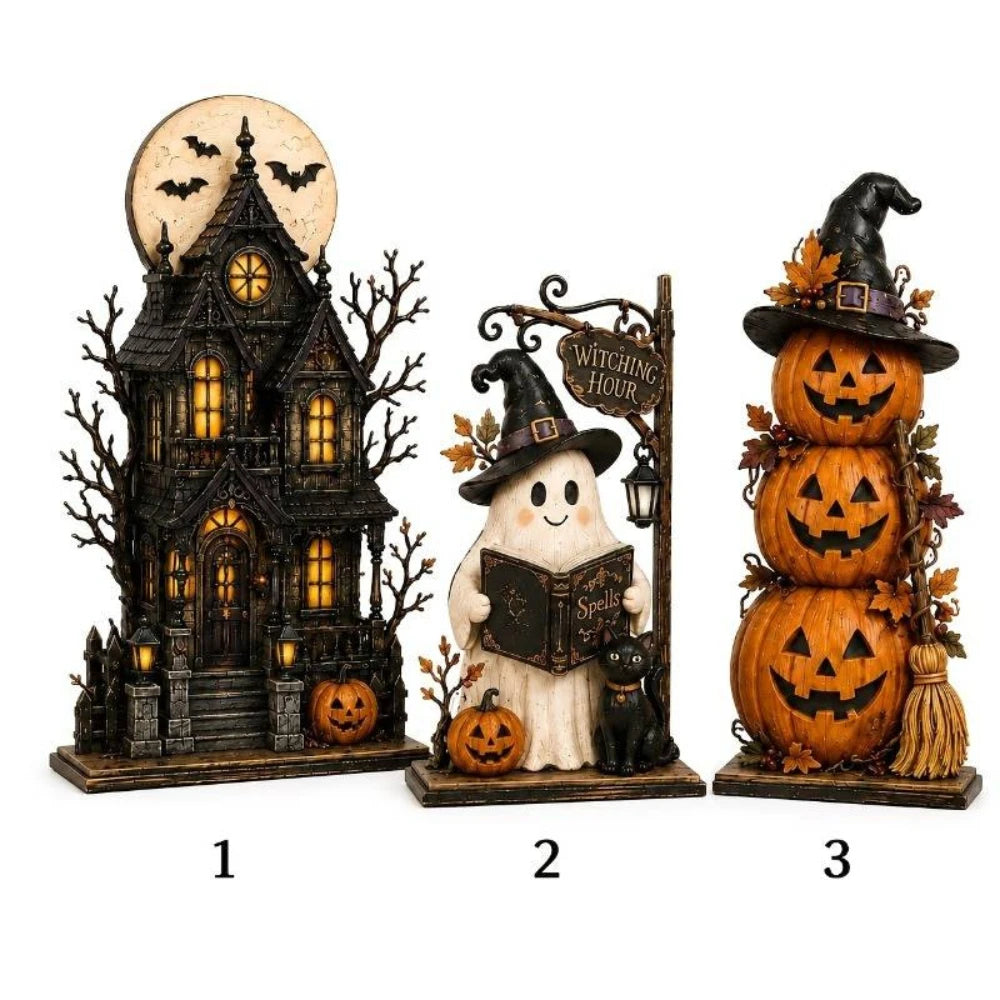 Lot de 3 décorations Halloween vintage en bois