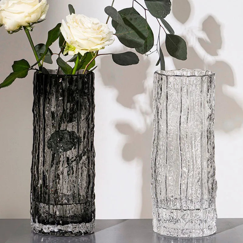 Vase en verre effet glacier