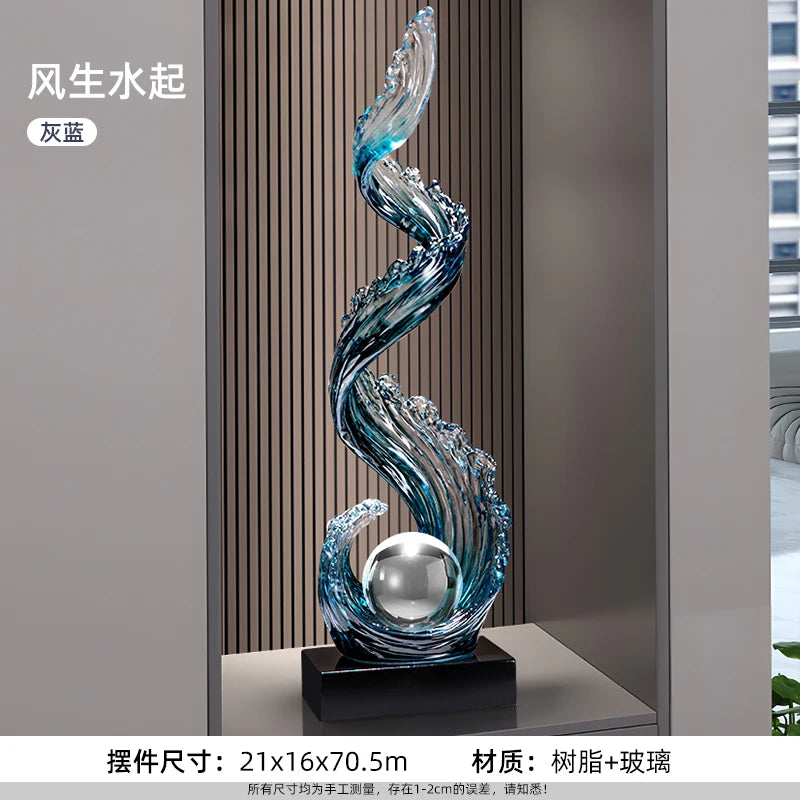 Grande sculpture abstraite en résine – 70 cm