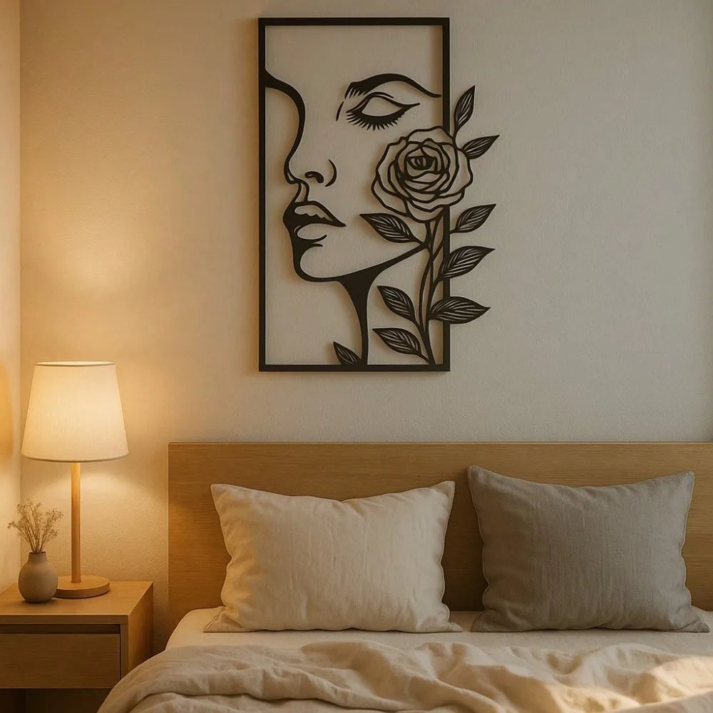 Décoration murale visage fleuri en métal – photo 6