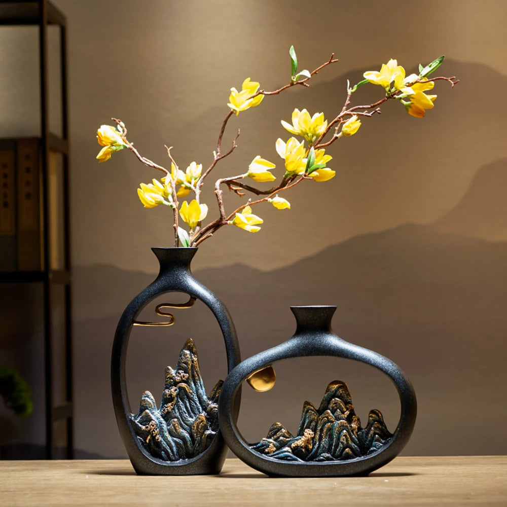 Vase décoratif d'inspiration japonaise