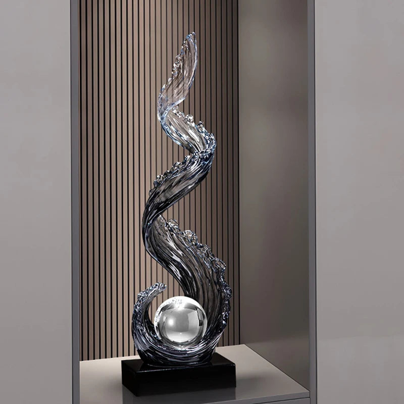 Grande sculpture abstraite en résine – 70 cm