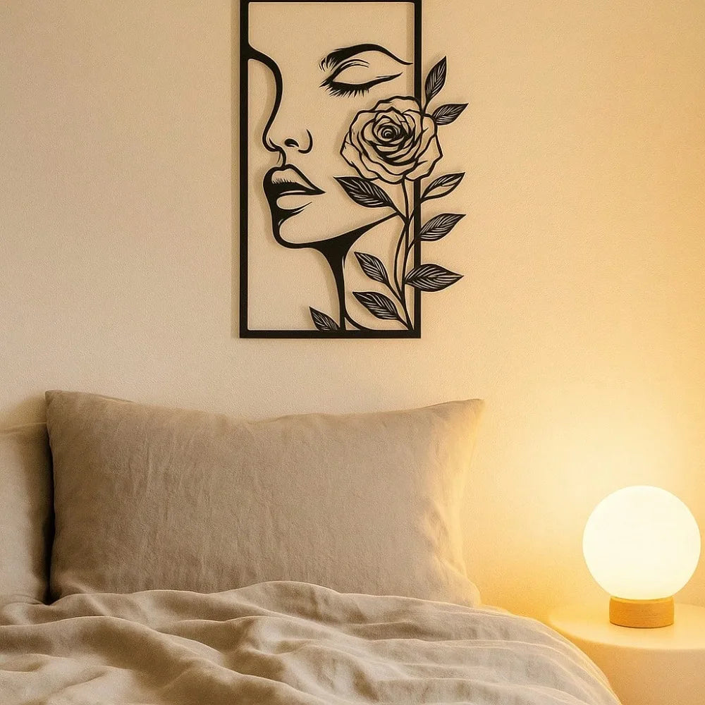 Décoration murale visage fleuri en métal – photo 5