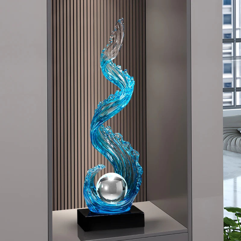 Grande sculpture abstraite en résine – 70 cm