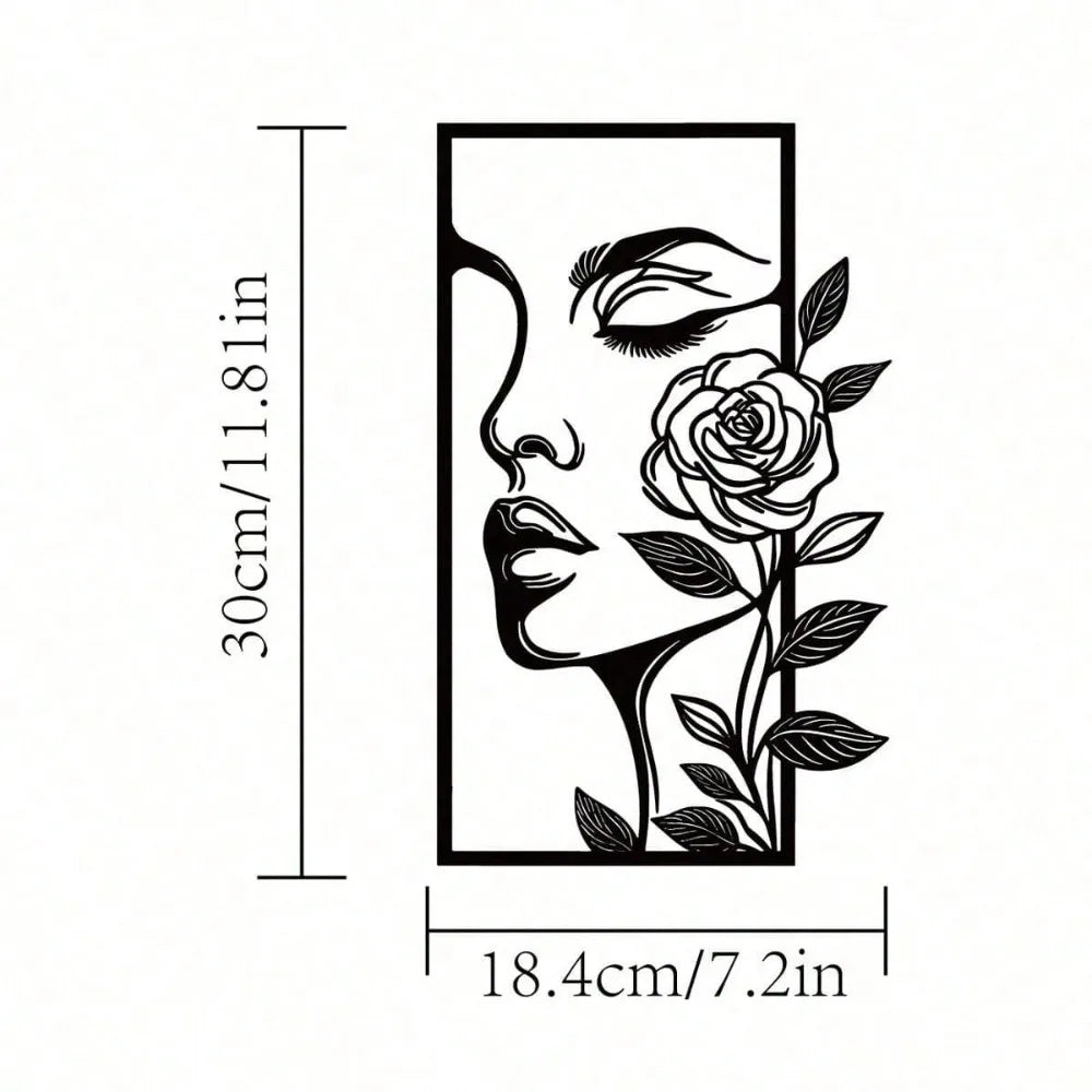 Décoration murale visage fleuri en métal – photo 4