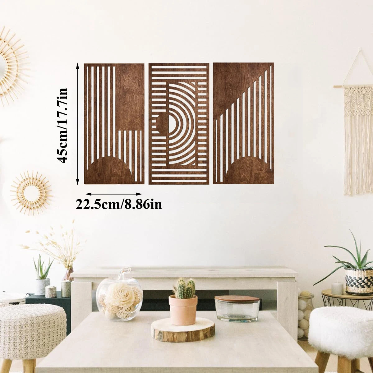 Trio d'art mural géométrique en bois – photo 3