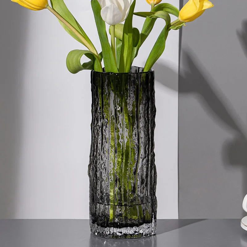 Vase en verre effet glacier