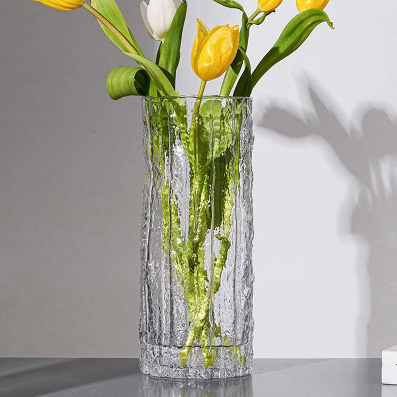 Vase en verre effet glacier