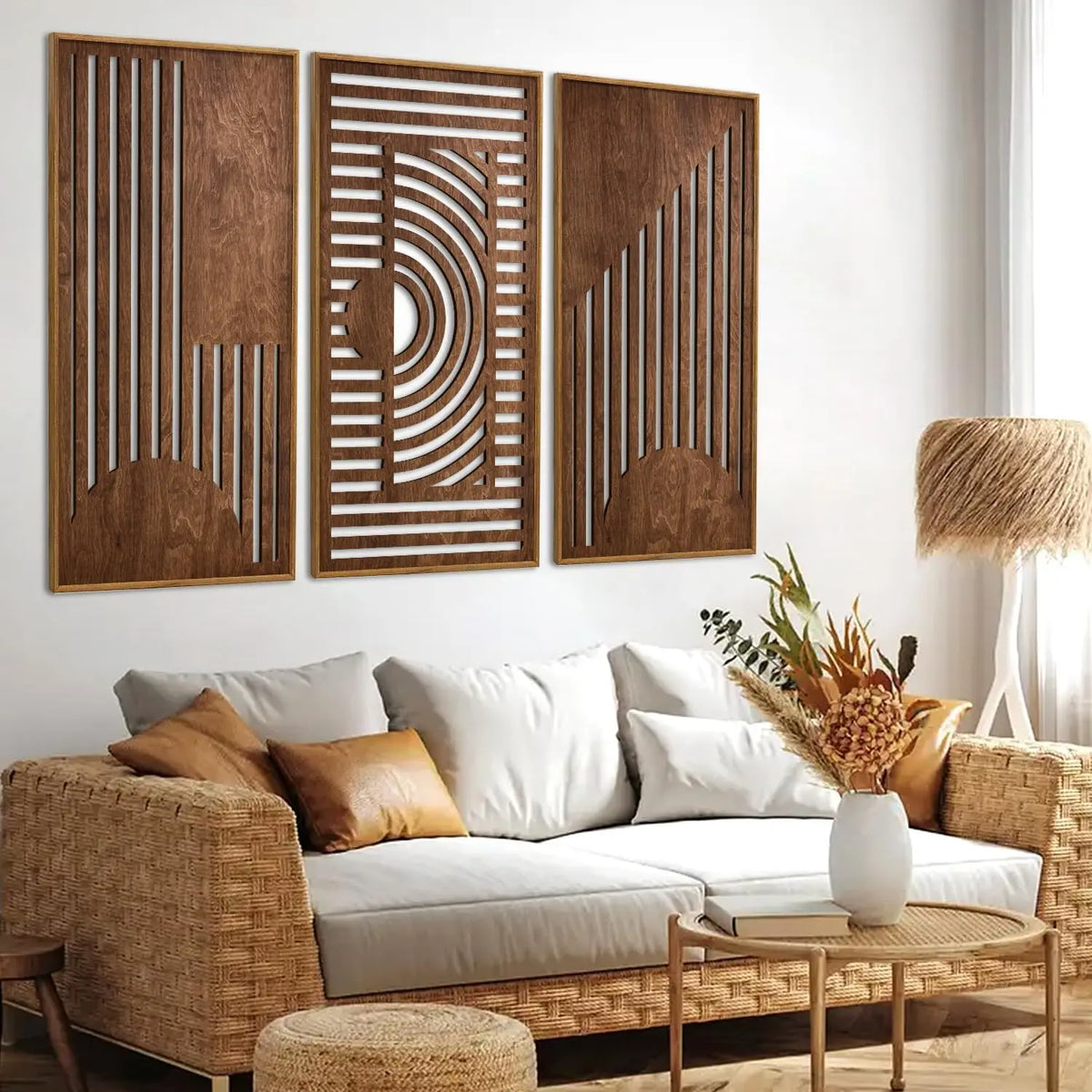 Trio d'art mural géométrique en bois – photo 5