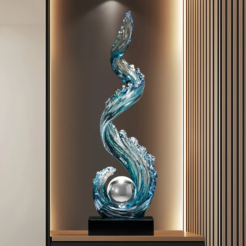 Grande sculpture abstraite en résine – 70 cm