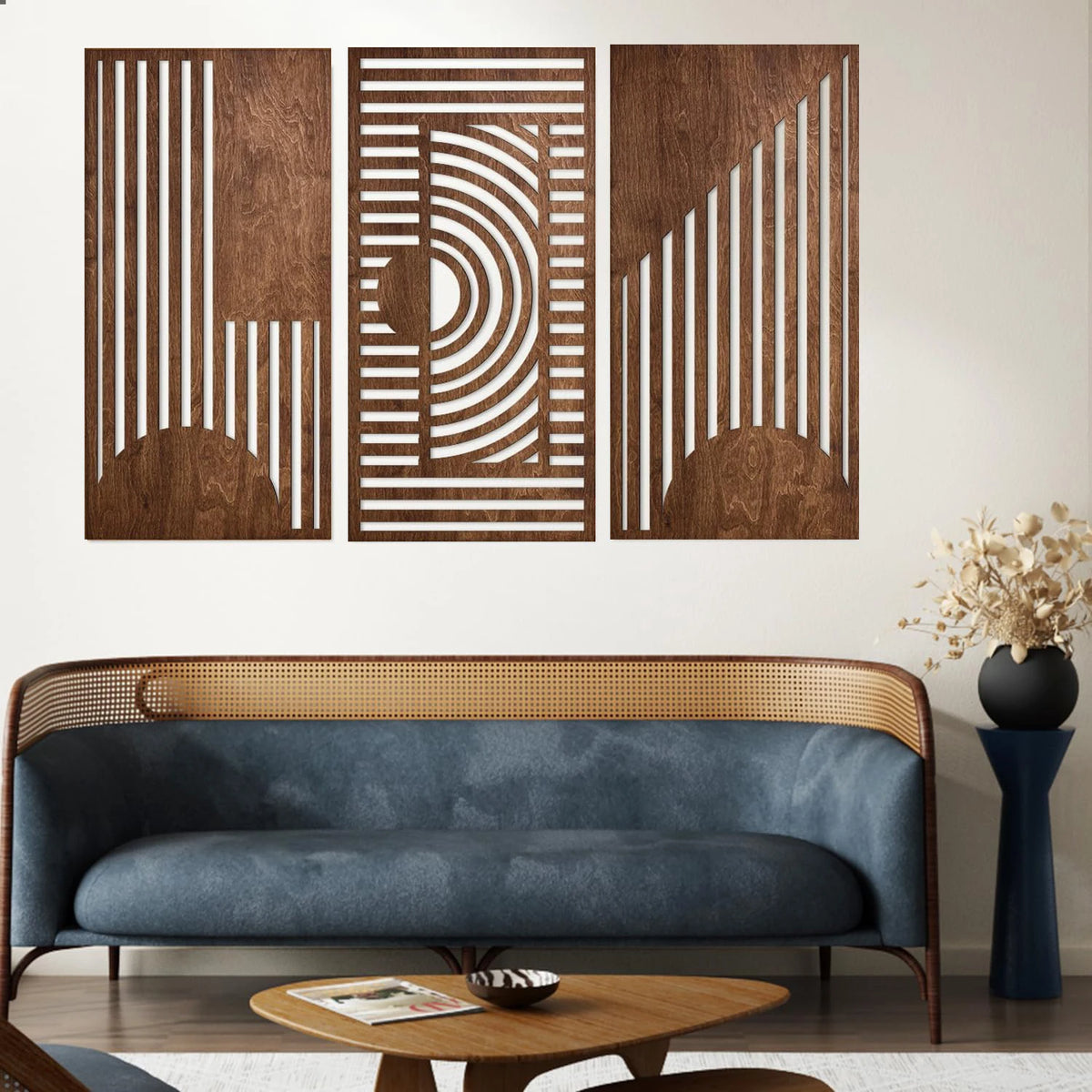 Trio d'art mural géométrique en bois – photo 4