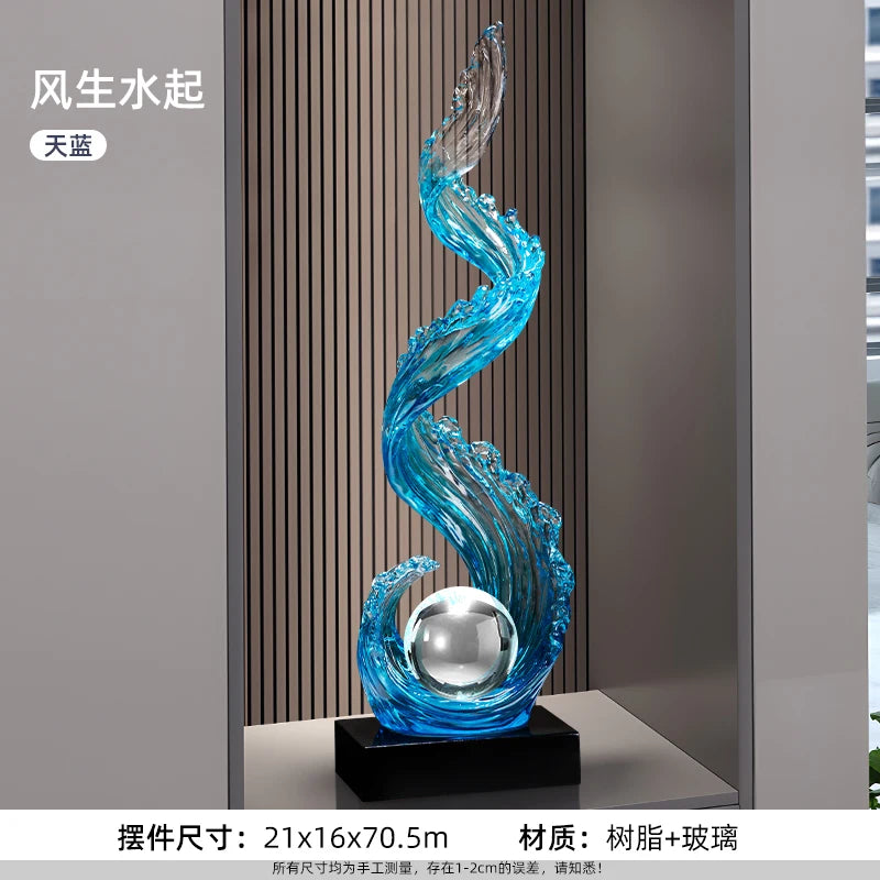 Grande sculpture abstraite en résine – 70 cm