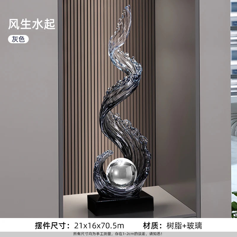 Grande sculpture abstraite en résine – 70 cm